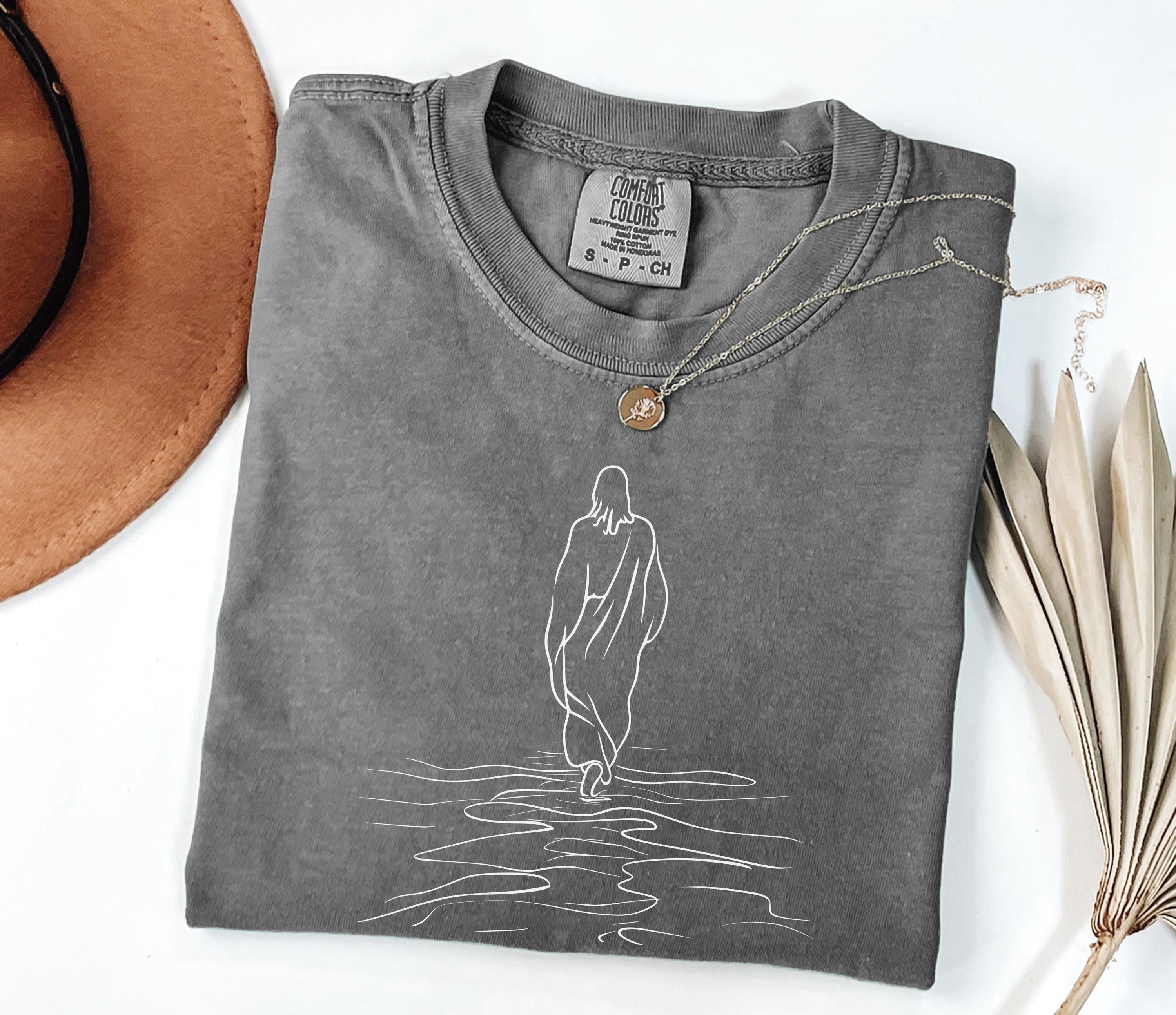 Comfort Colors ® Jesus Walk on Water Boho Christian Graphic Tshirt, Christian shirt, Christian Gifts, Bible verse tee, Faith Trendy Retro